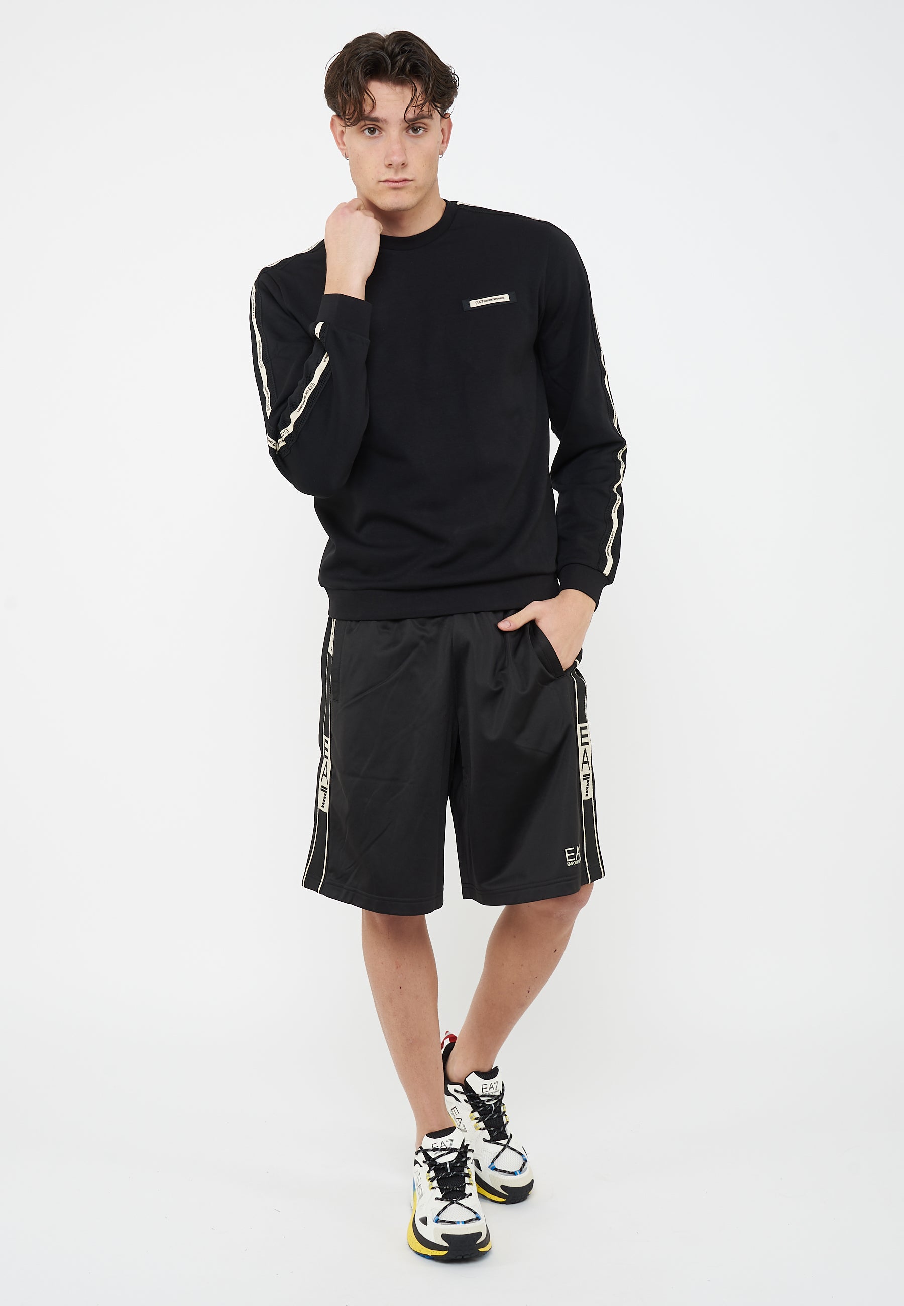 Felpa Logo Series in interlok di misto cotone Black 