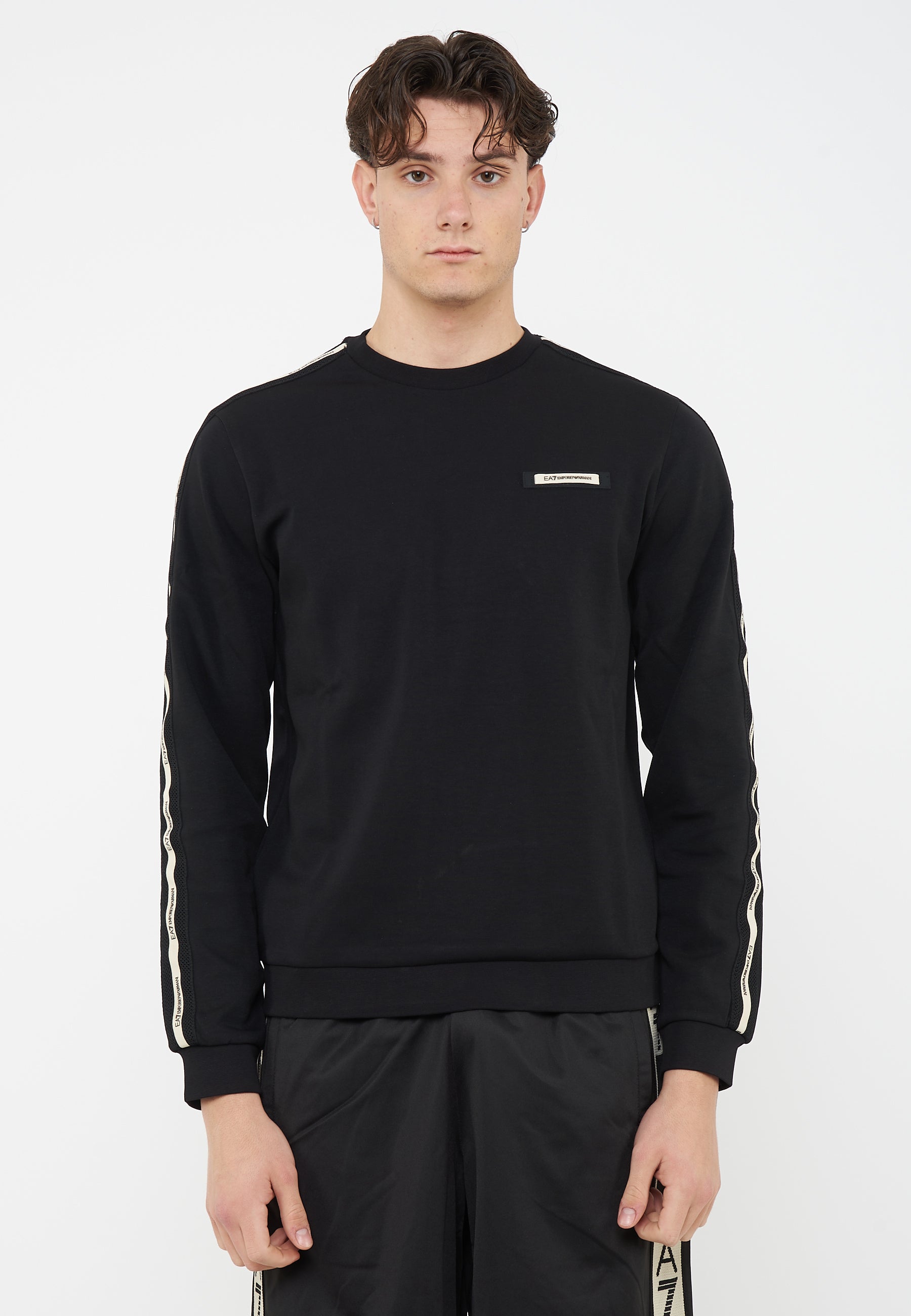 Felpa Logo Series in interlok di misto cotone Black 
