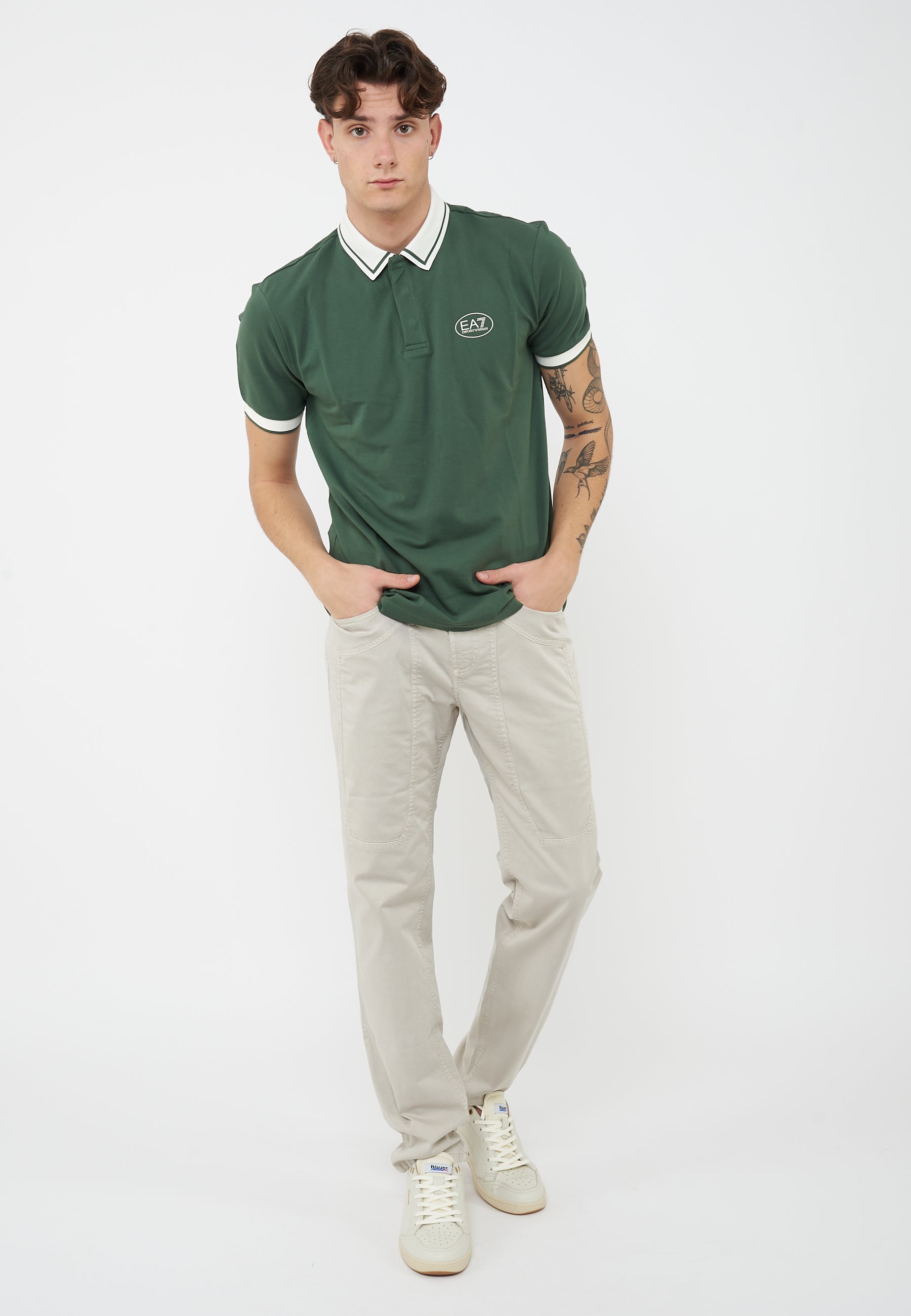 Polo Tennis Club in piquet di cotone stretch Cilantro 