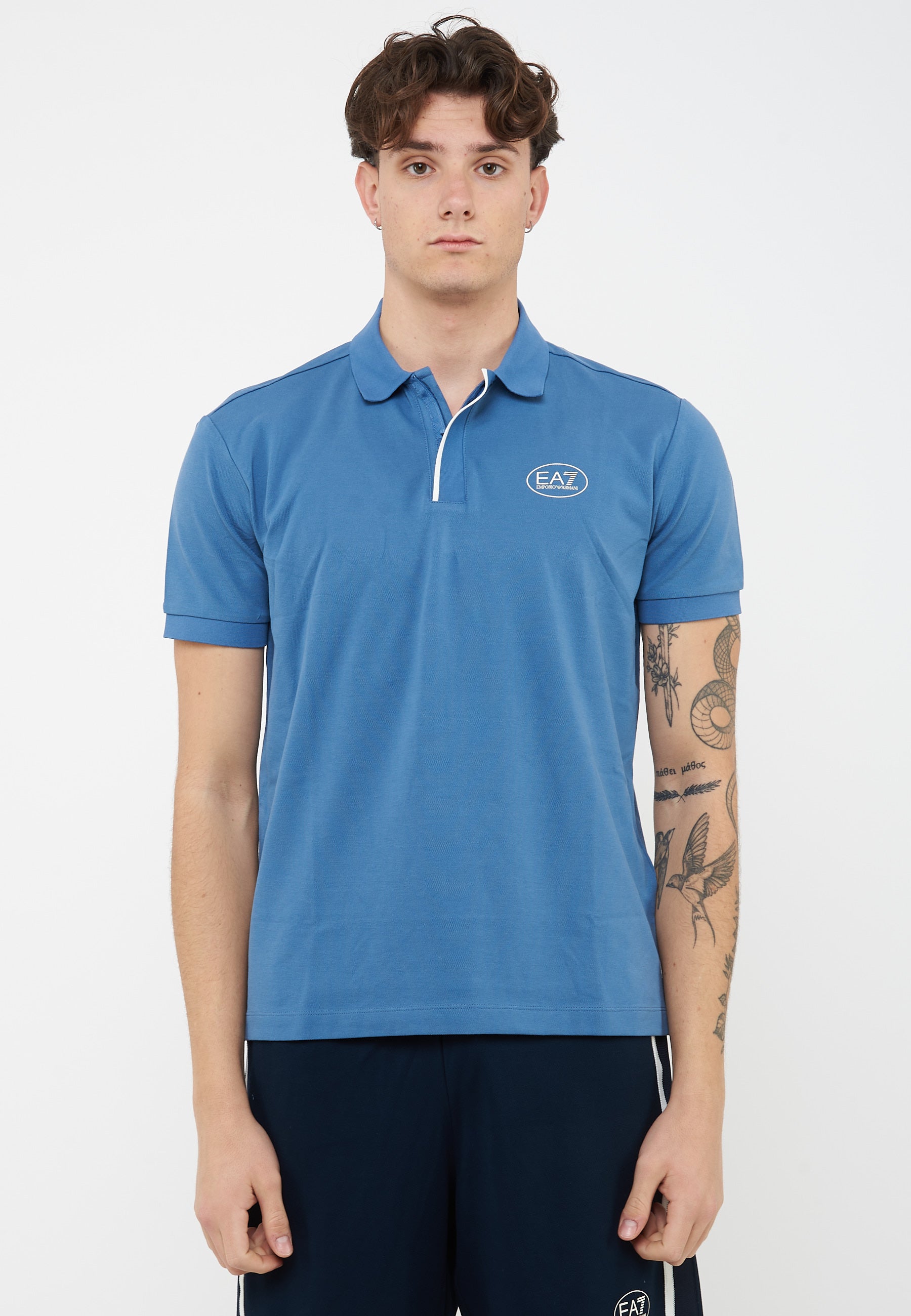 Polo Tennis Club in piquet di cotone stretch Blue Horizone 