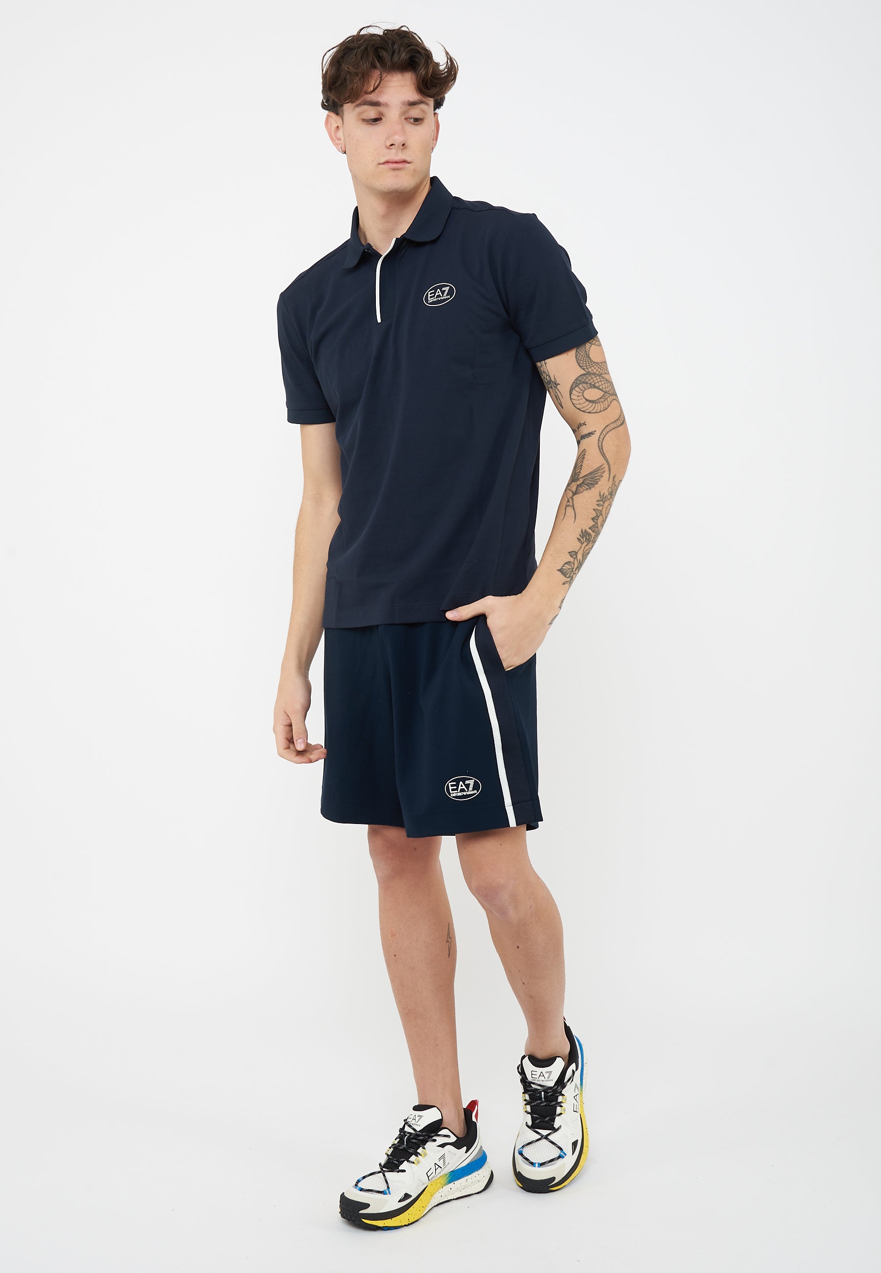 Polo Tennis Club in piquet di cotone stretch Blue 