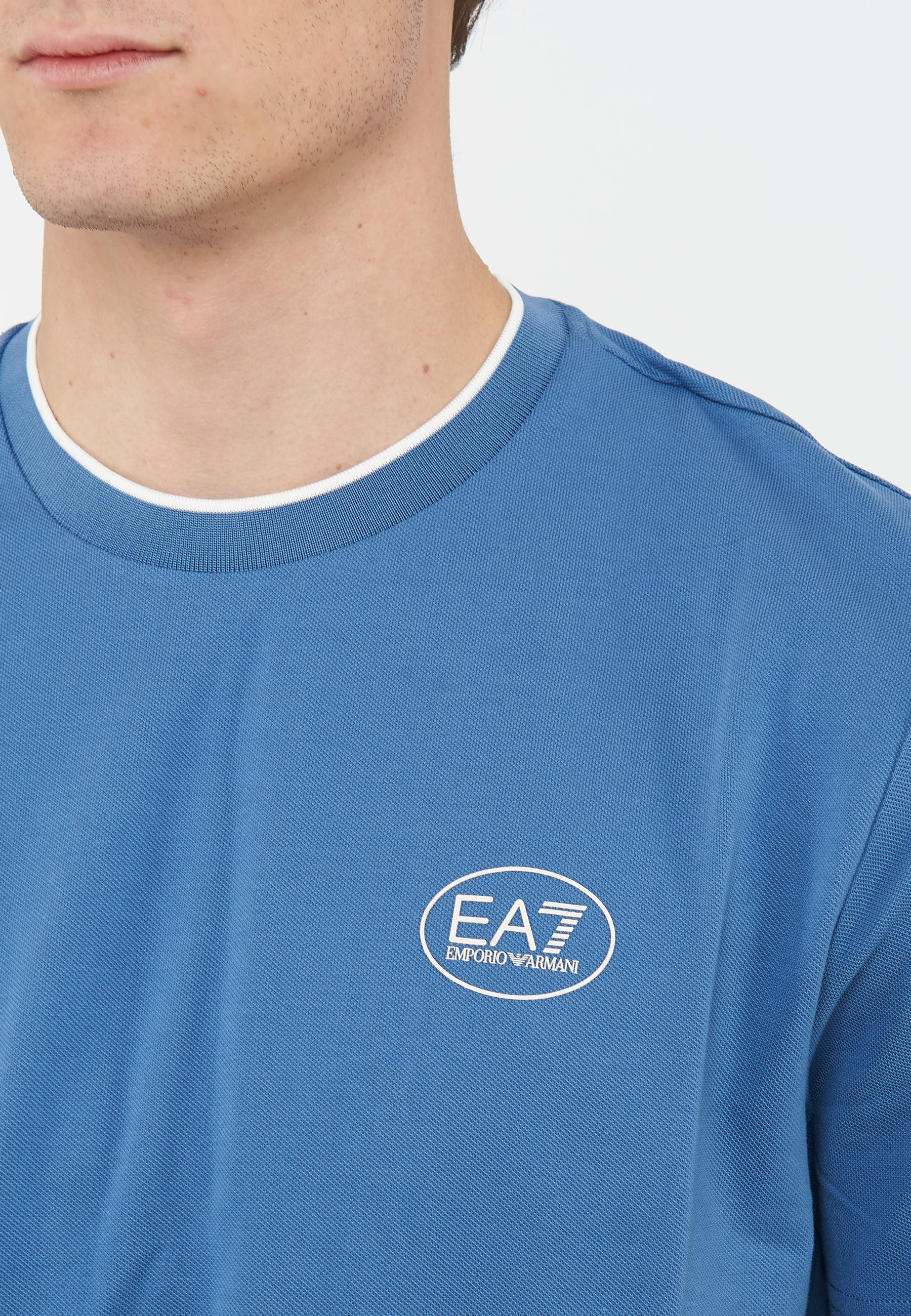 T-Shirt Tennis Club in piquet di cotone stretch Blue Horizone 