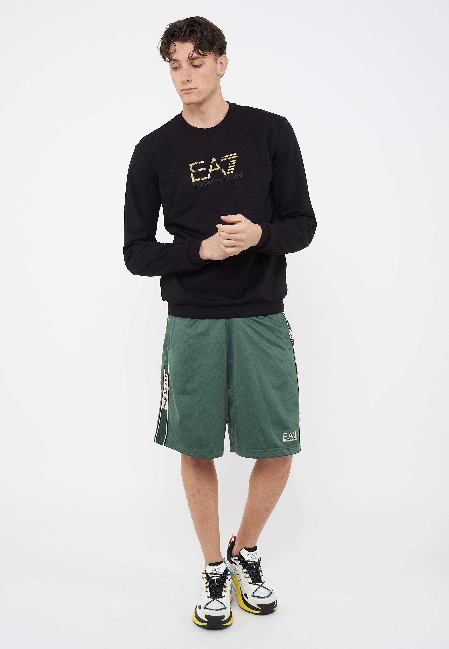 Felpa girocollo Premium Label in cotone Black 