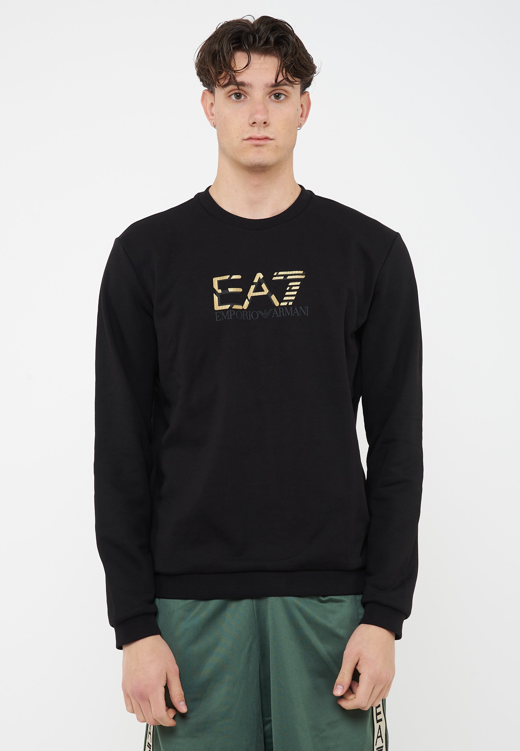 Felpa girocollo Premium Label in cotone Black 
