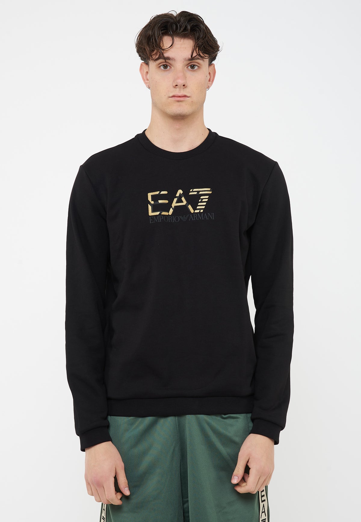 Felpa girocollo Premium Label in cotone Black 