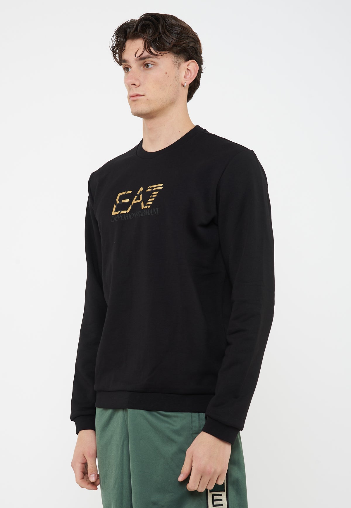 Felpa girocollo Premium Label in cotone Black 