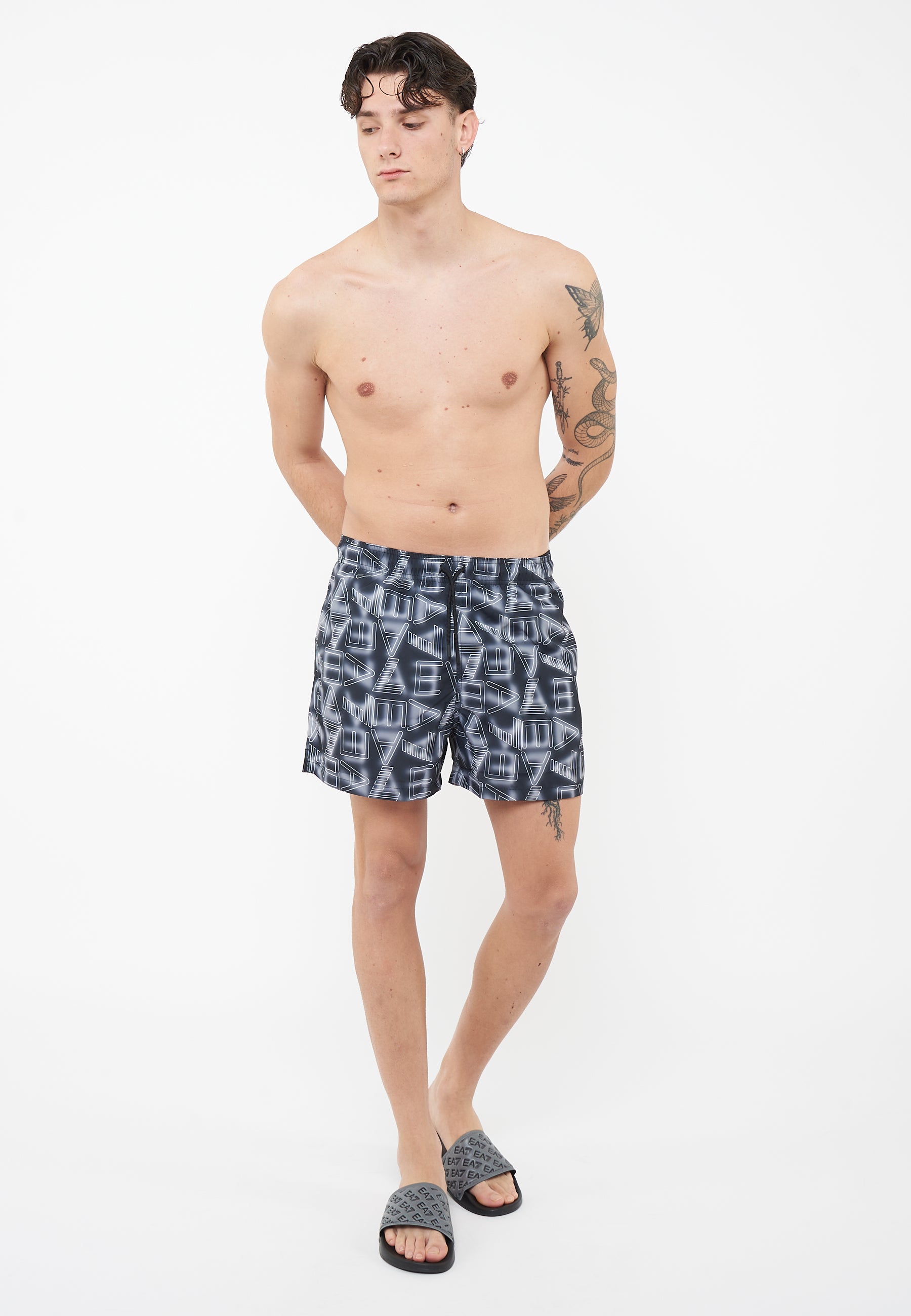 Costume boxer Graphic Series con stampa logo ASV Black White 
