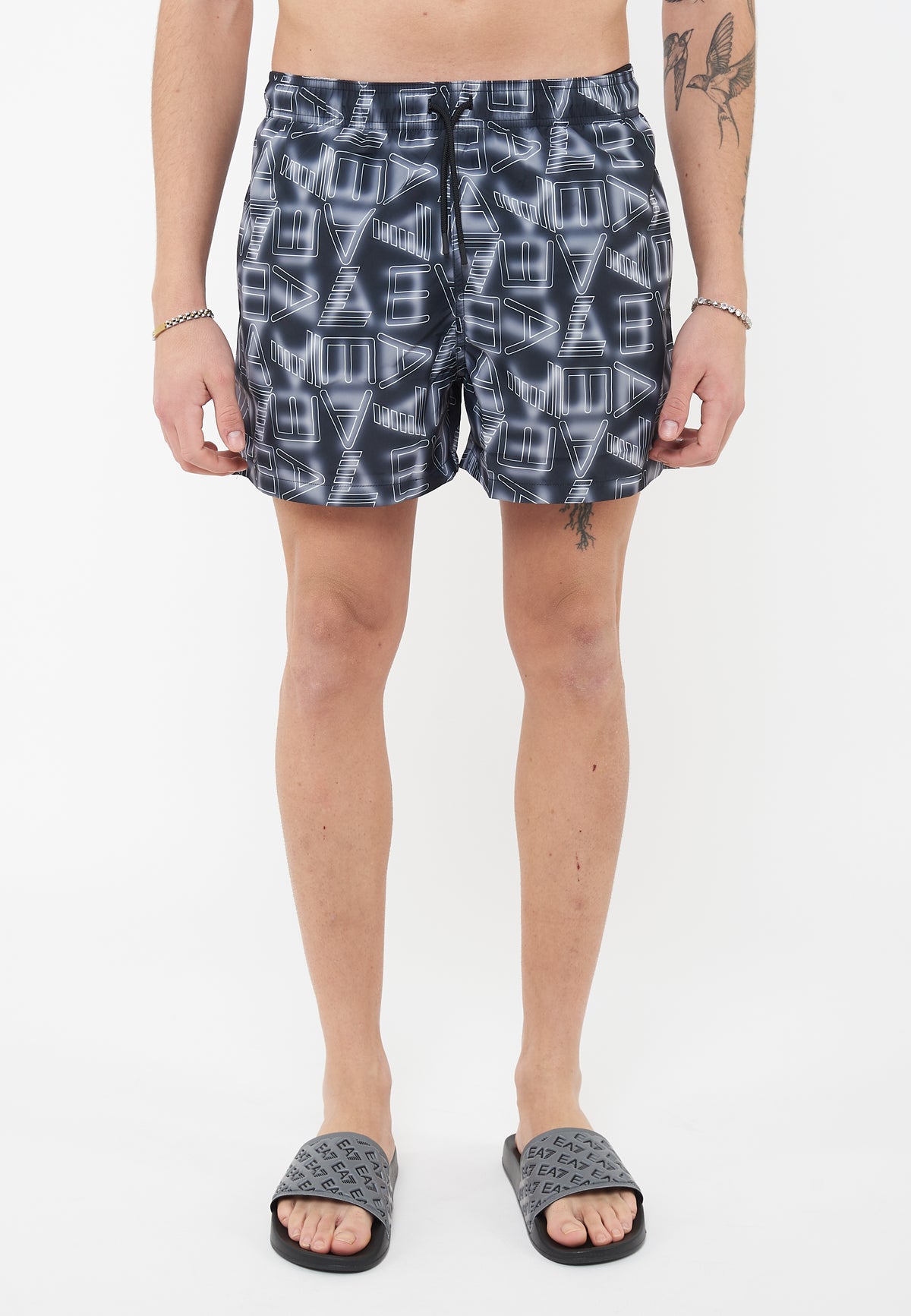 Graphic Series boxer swimwear with ASV logo print Black White