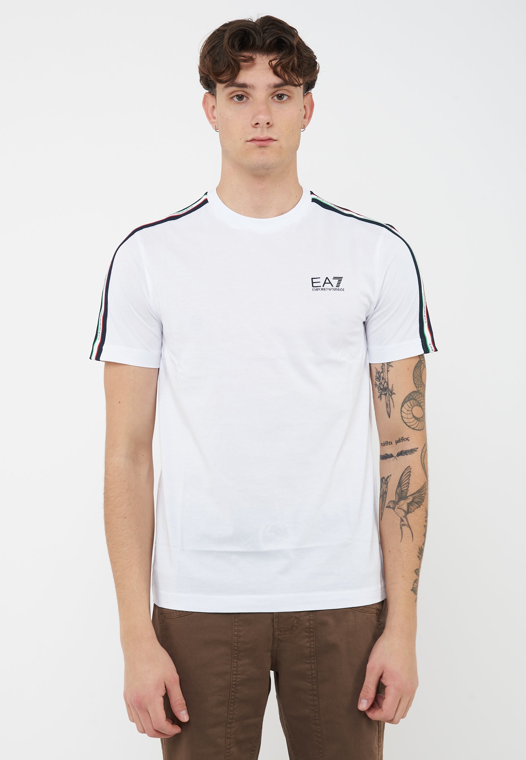 T-shirt girocollo in jersey di cotone Italian Spirit White 
