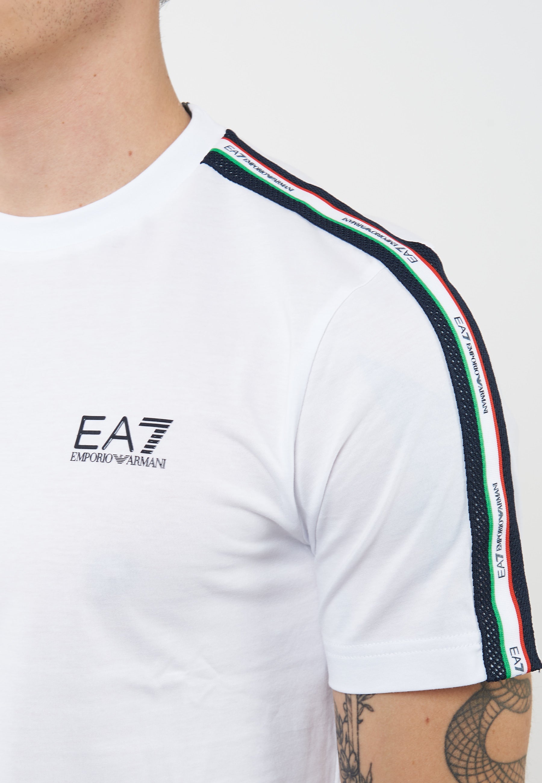 T-shirt girocollo in jersey di cotone Italian Spirit White 