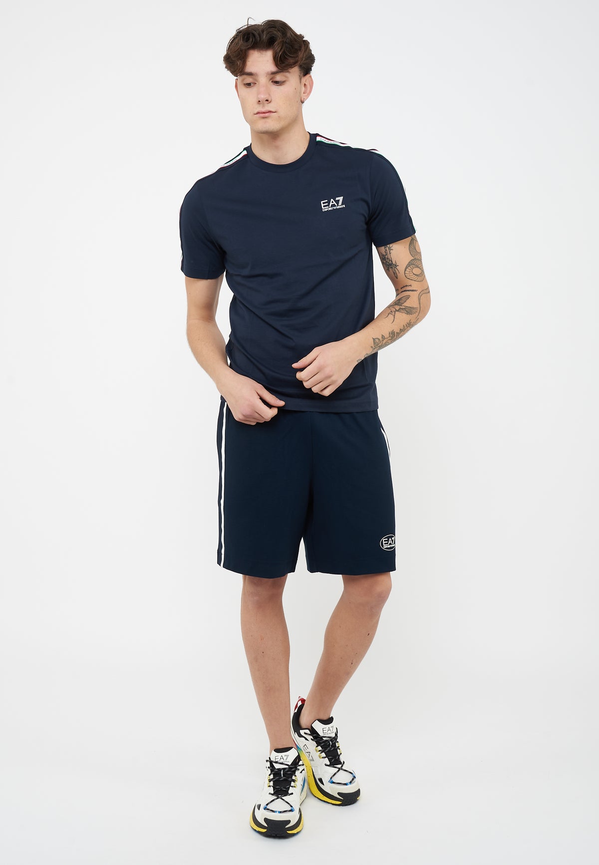 T-shirt girocollo in jersey di cotone Italian Spirit Blue 