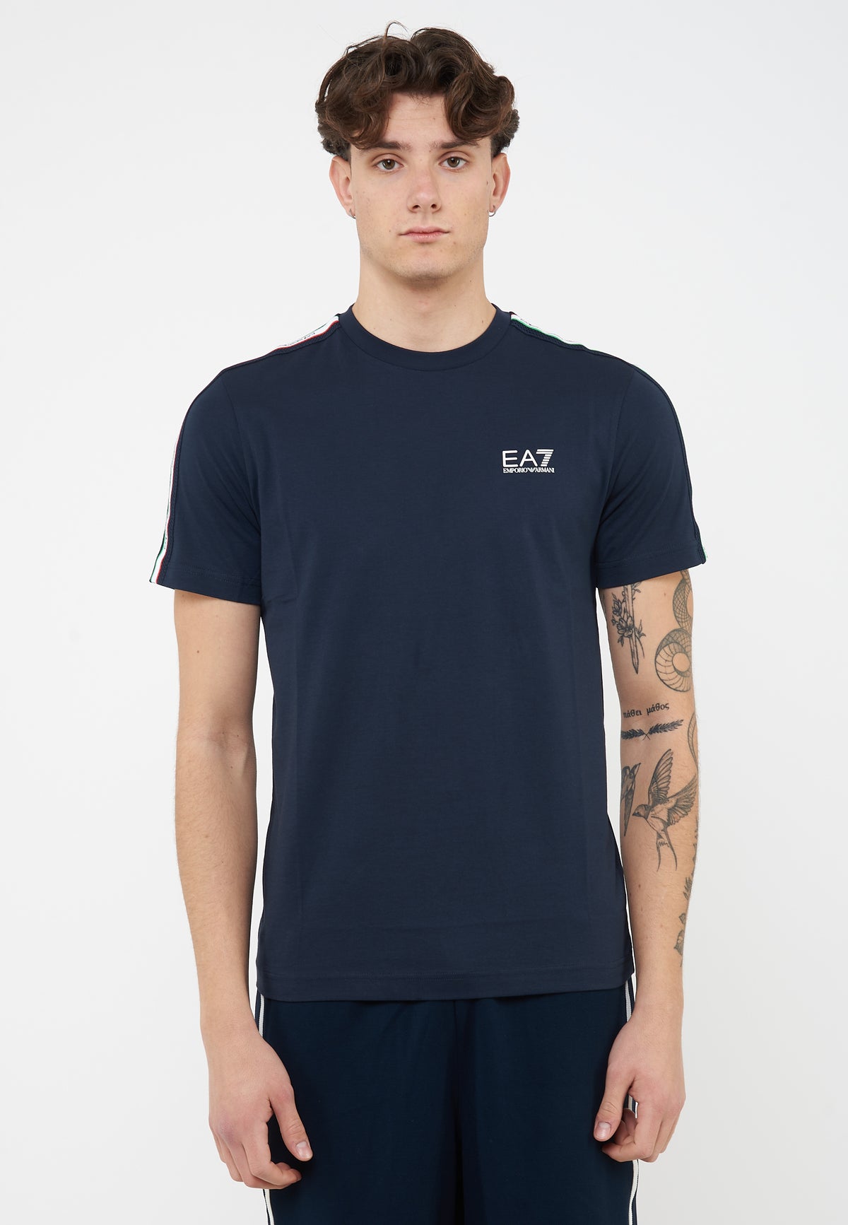 T-shirt girocollo in jersey di cotone Italian Spirit Blue 