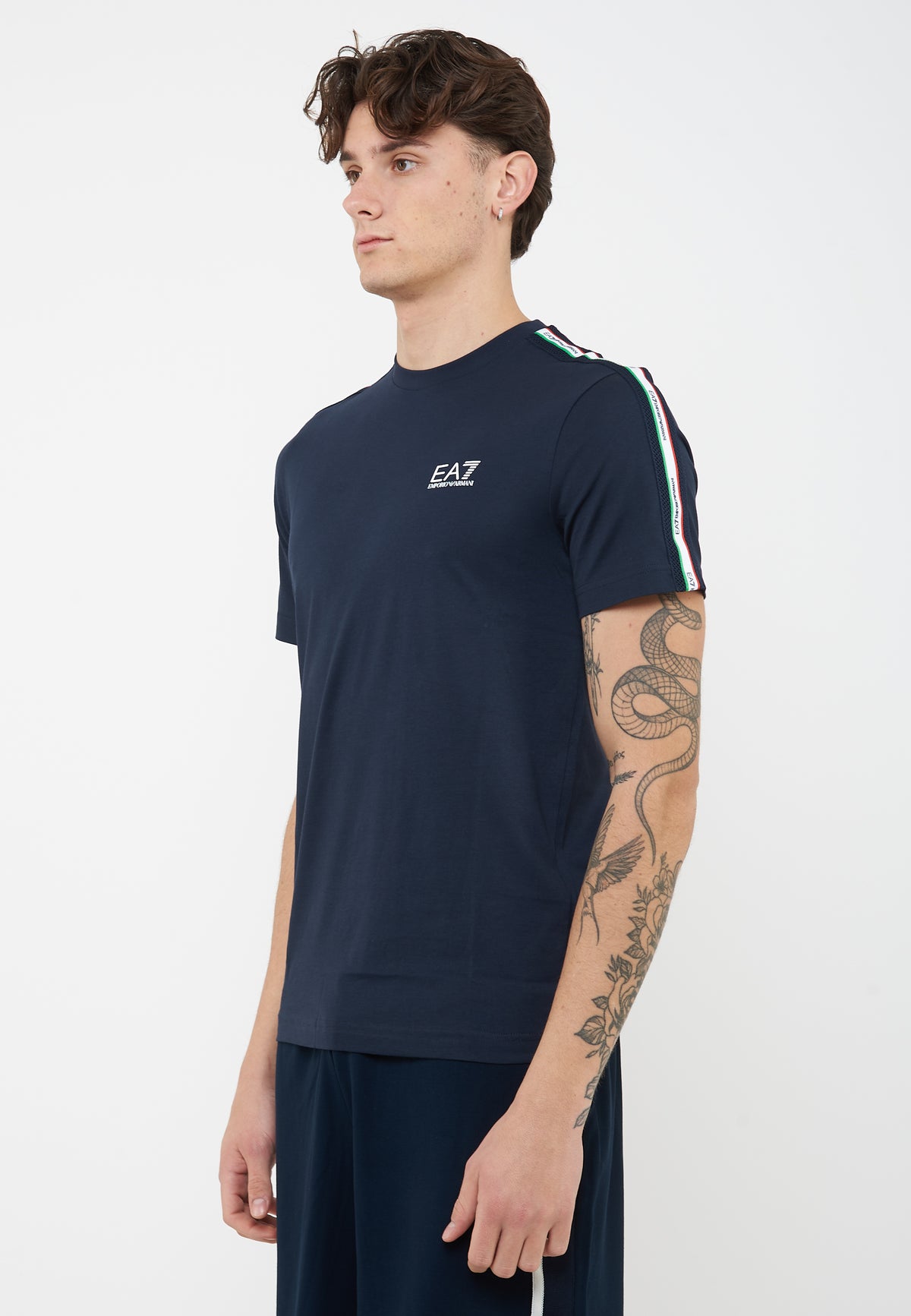 T-shirt girocollo in jersey di cotone Italian Spirit Blue 