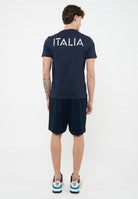 T-shirt girocollo in jersey di cotone Italian Spirit Blue 