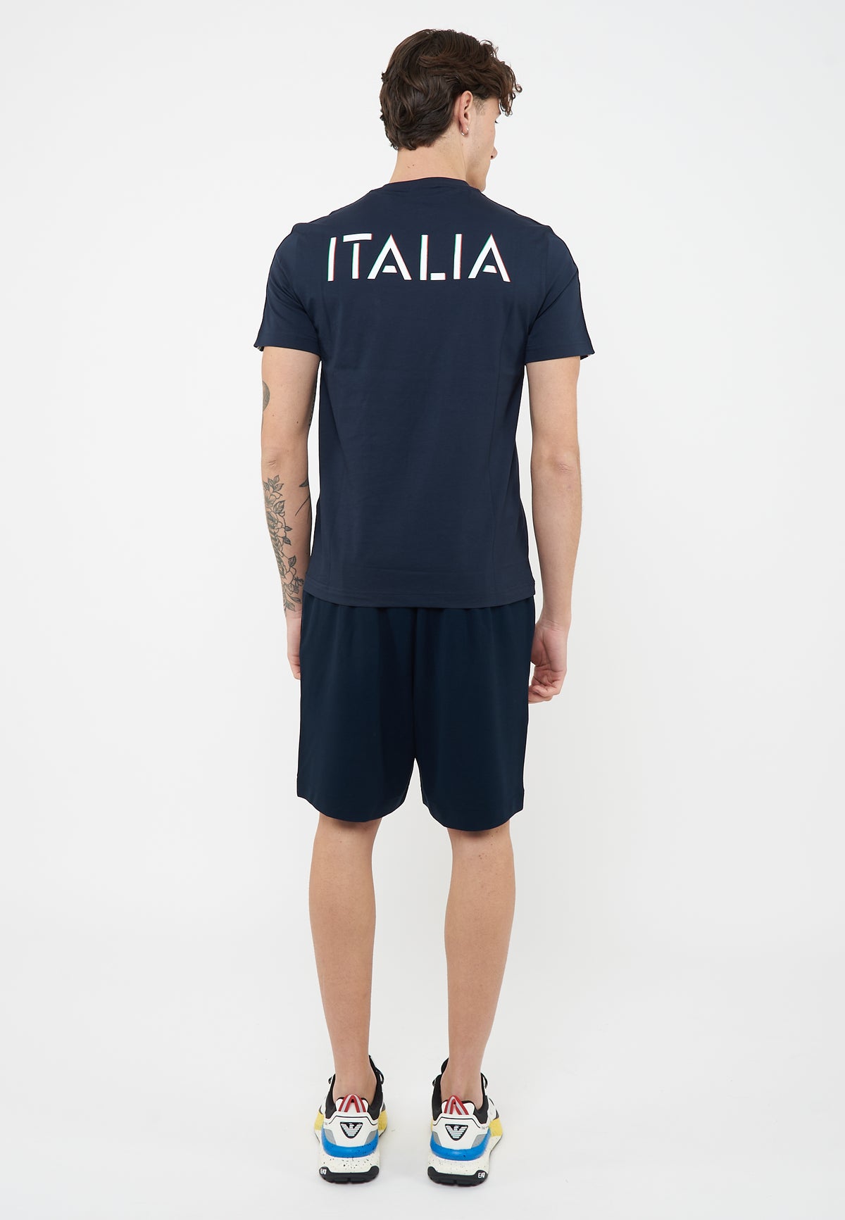 T-shirt girocollo in jersey di cotone Italian Spirit Blue 