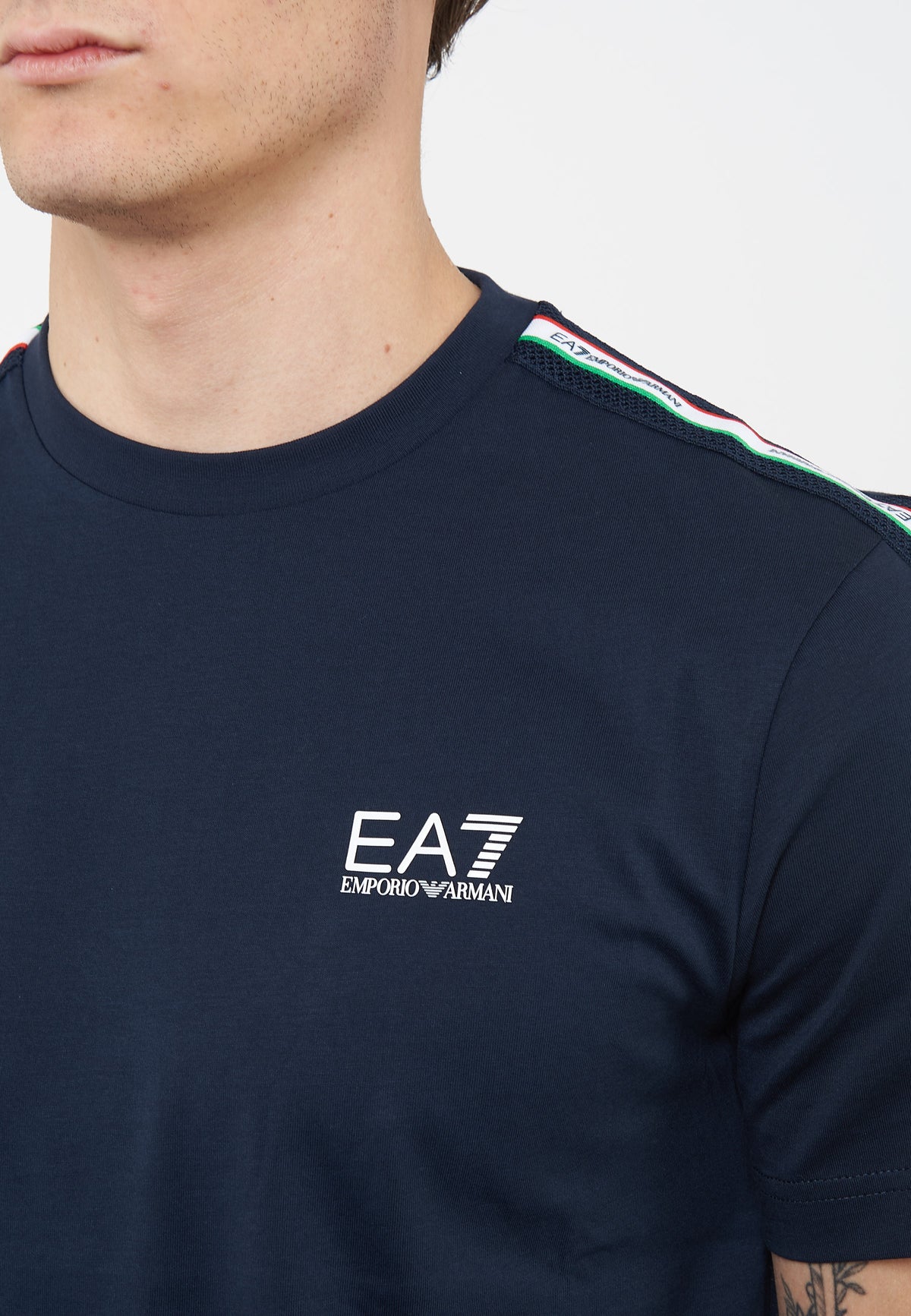 T-shirt girocollo in jersey di cotone Italian Spirit Blue 