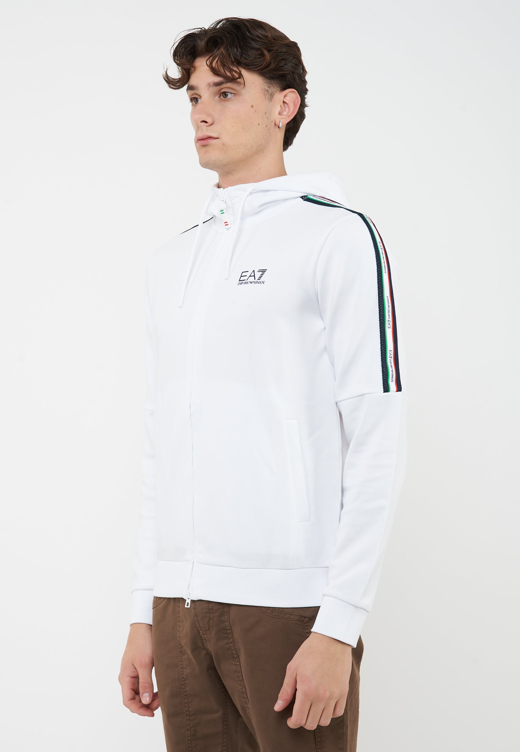 Felpa con cappuccio in jersey Italian Spirit White 