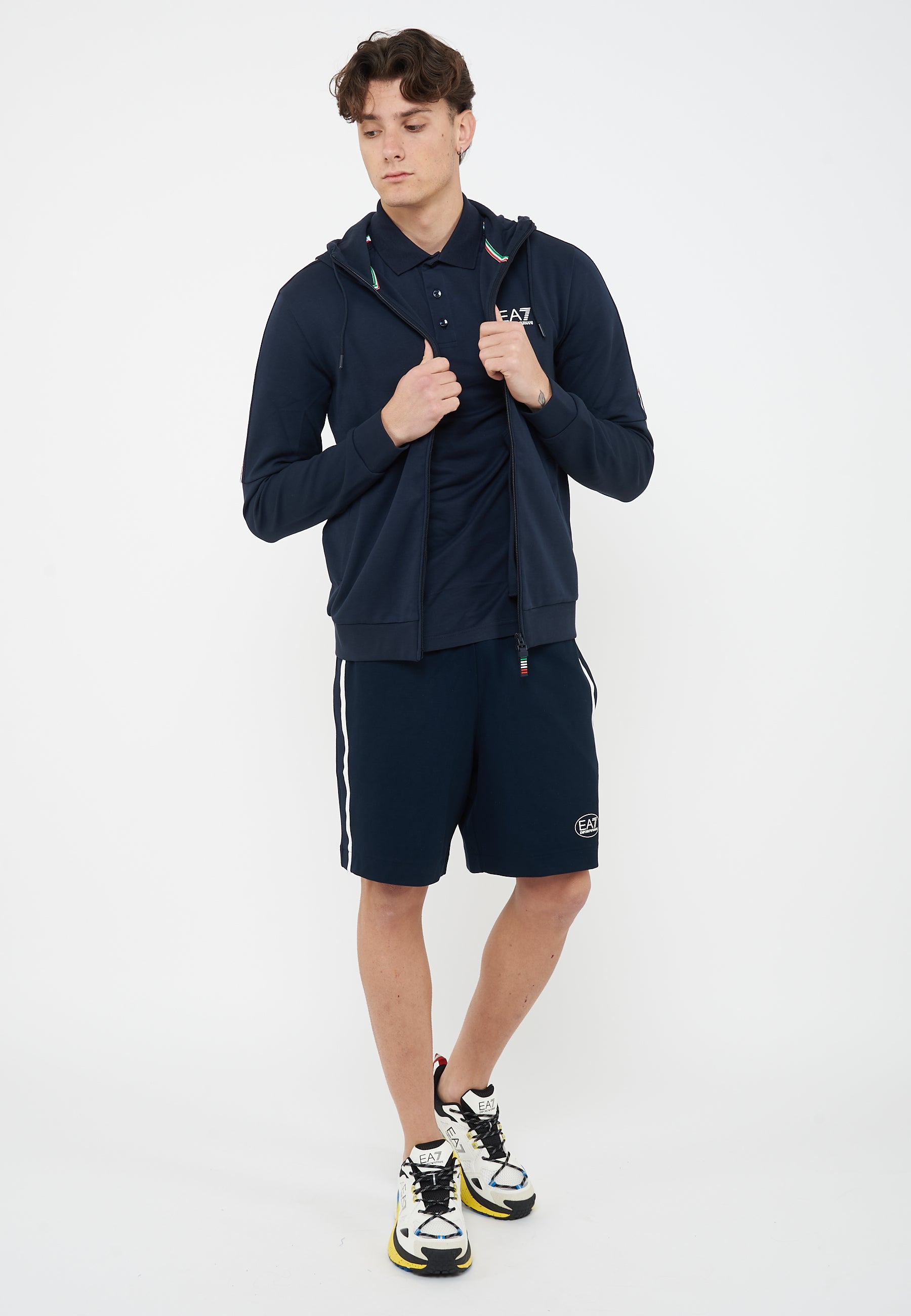 Felpa con cappuccio in jersey Italian Spirit Blue 