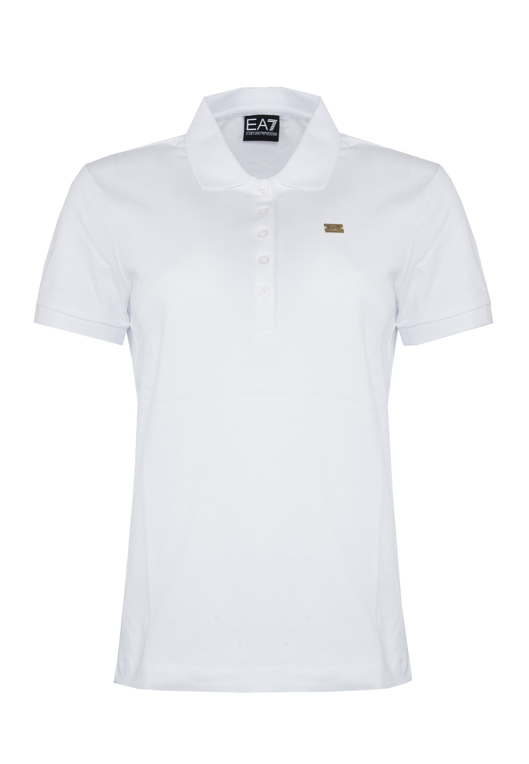 Polo jersey di cotone stretch con logo in metallo Core Lady White 