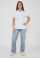 Polo jersey di cotone stretch con logo in metallo Core Lady White 
