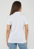 Polo jersey di cotone stretch con logo in metallo Core Lady White 