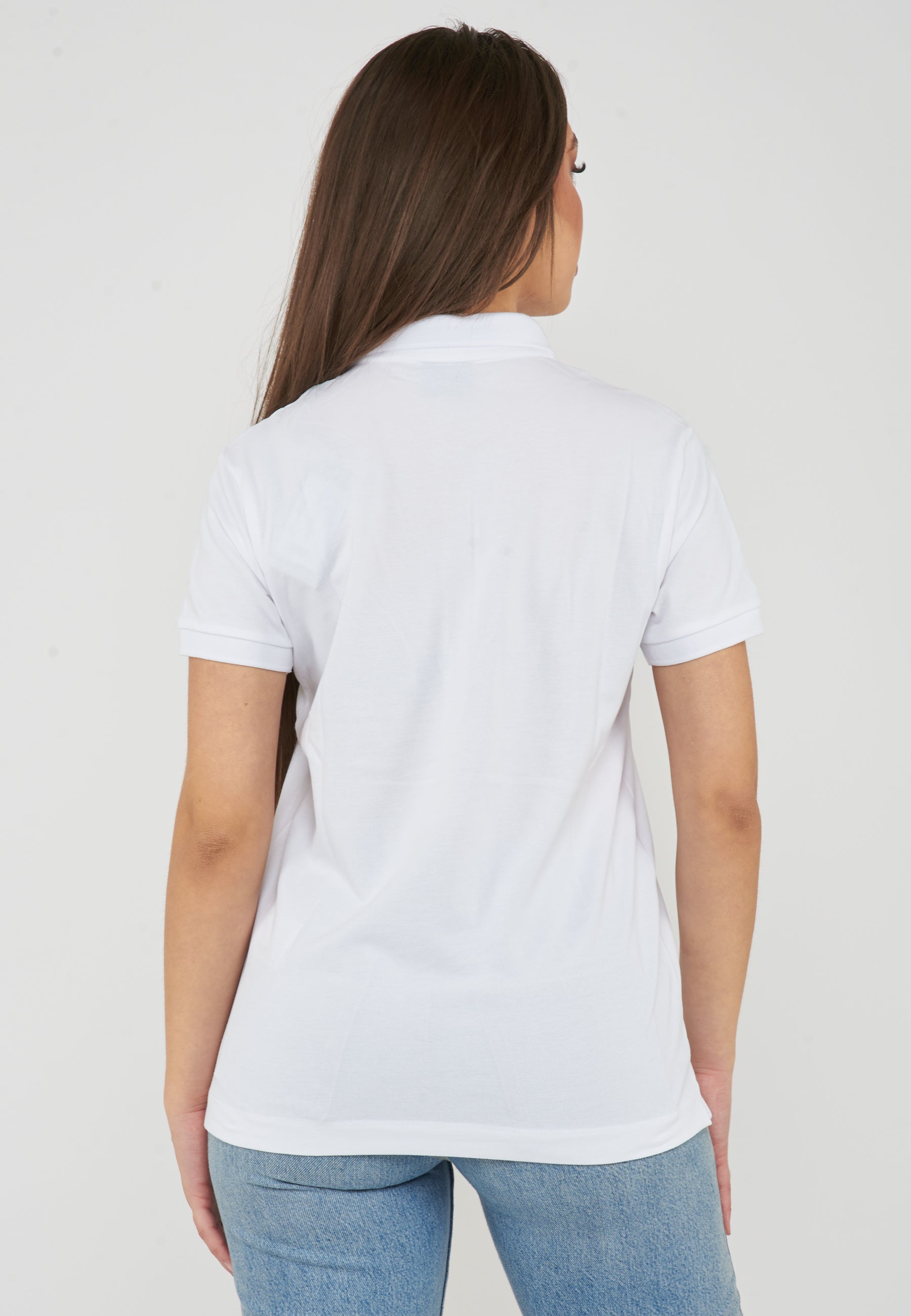 Polo jersey di cotone stretch con logo in metallo Core Lady White 