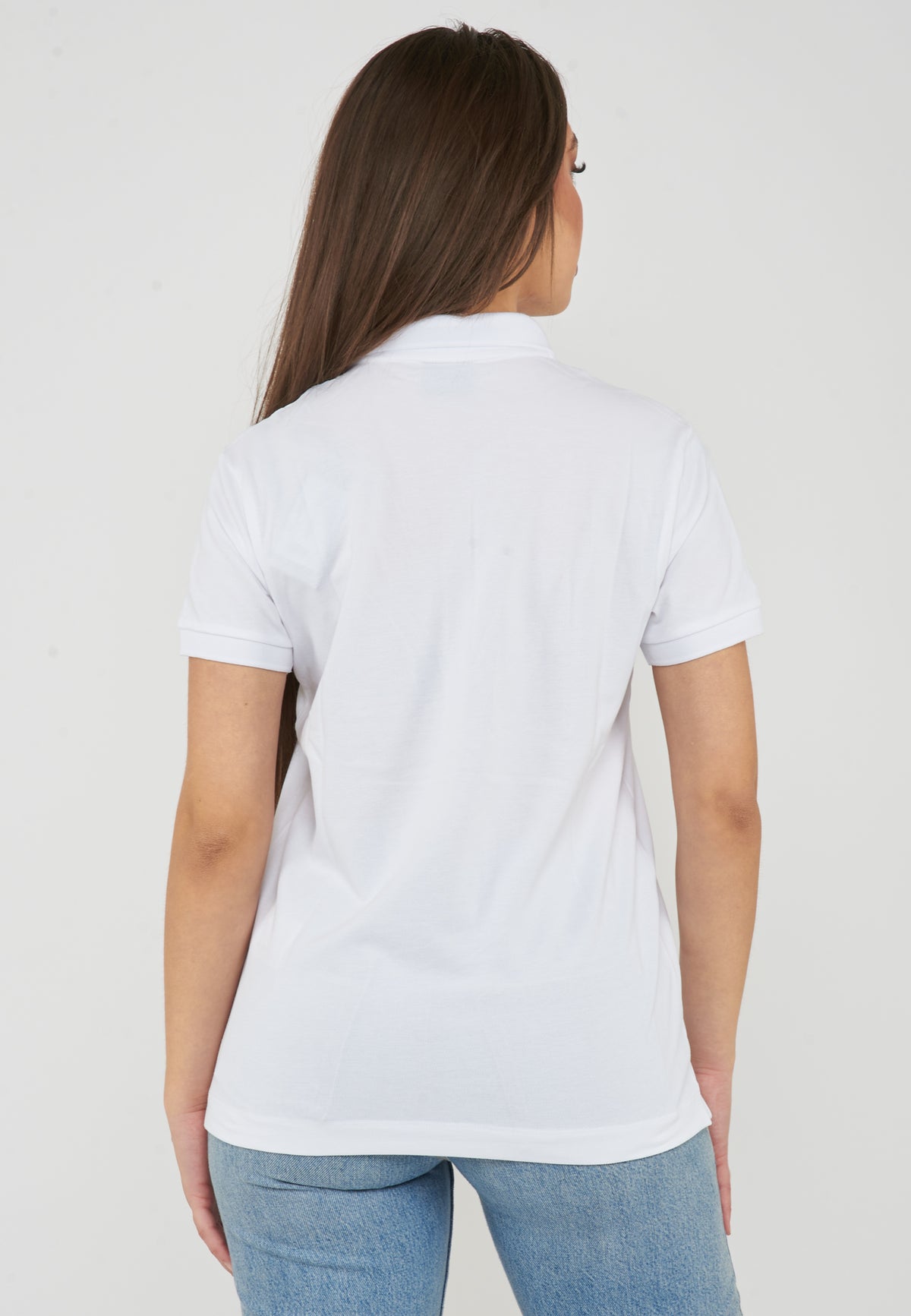 Polo jersey di cotone stretch con logo in metallo Core Lady White 