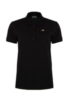 Polo jersey di cotone stretch con logo in metallo Core Lady Black 
