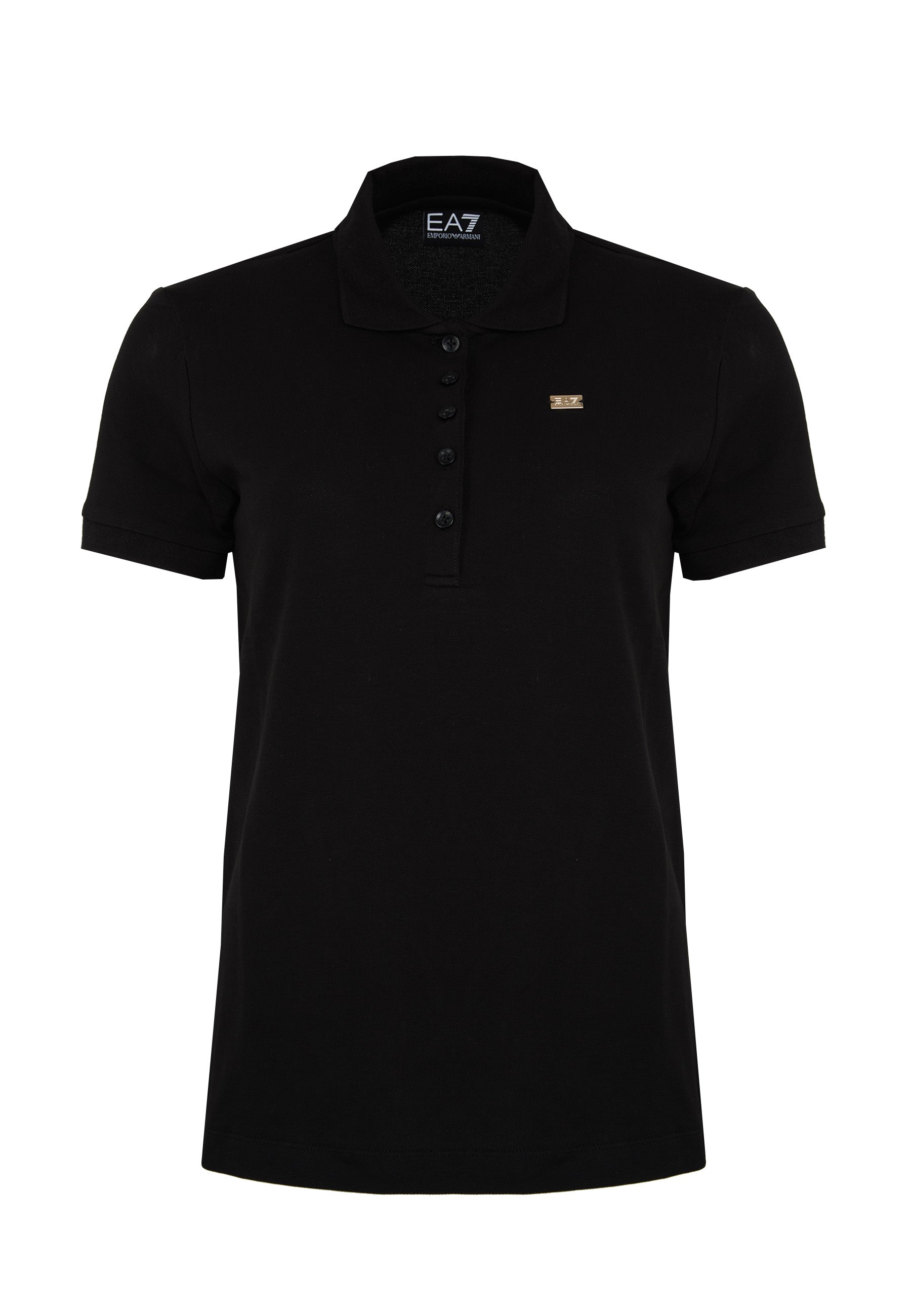 Polo jersey di cotone stretch con logo in metallo Core Lady Black 