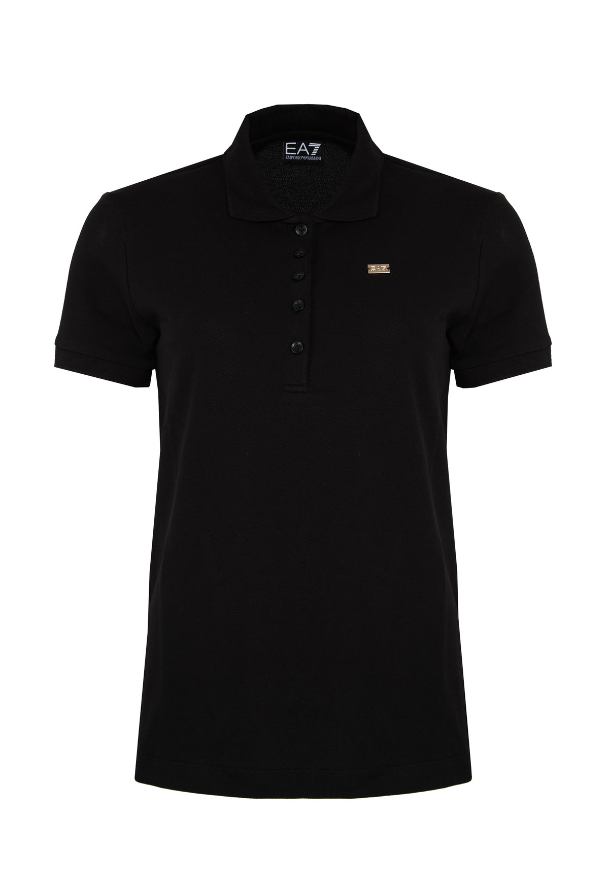 Polo jersey di cotone stretch con logo in metallo Core Lady Black 