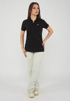 Polo jersey di cotone stretch con logo in metallo Core Lady Black 