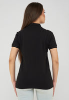 Polo jersey di cotone stretch con logo in metallo Core Lady Black 