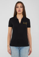 Polo con colletto e logo in micro borchie Evolution Black 