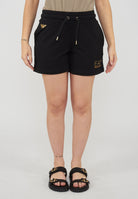 Shorts elasticizzati in misto viscosa con borchie Evolution Black 