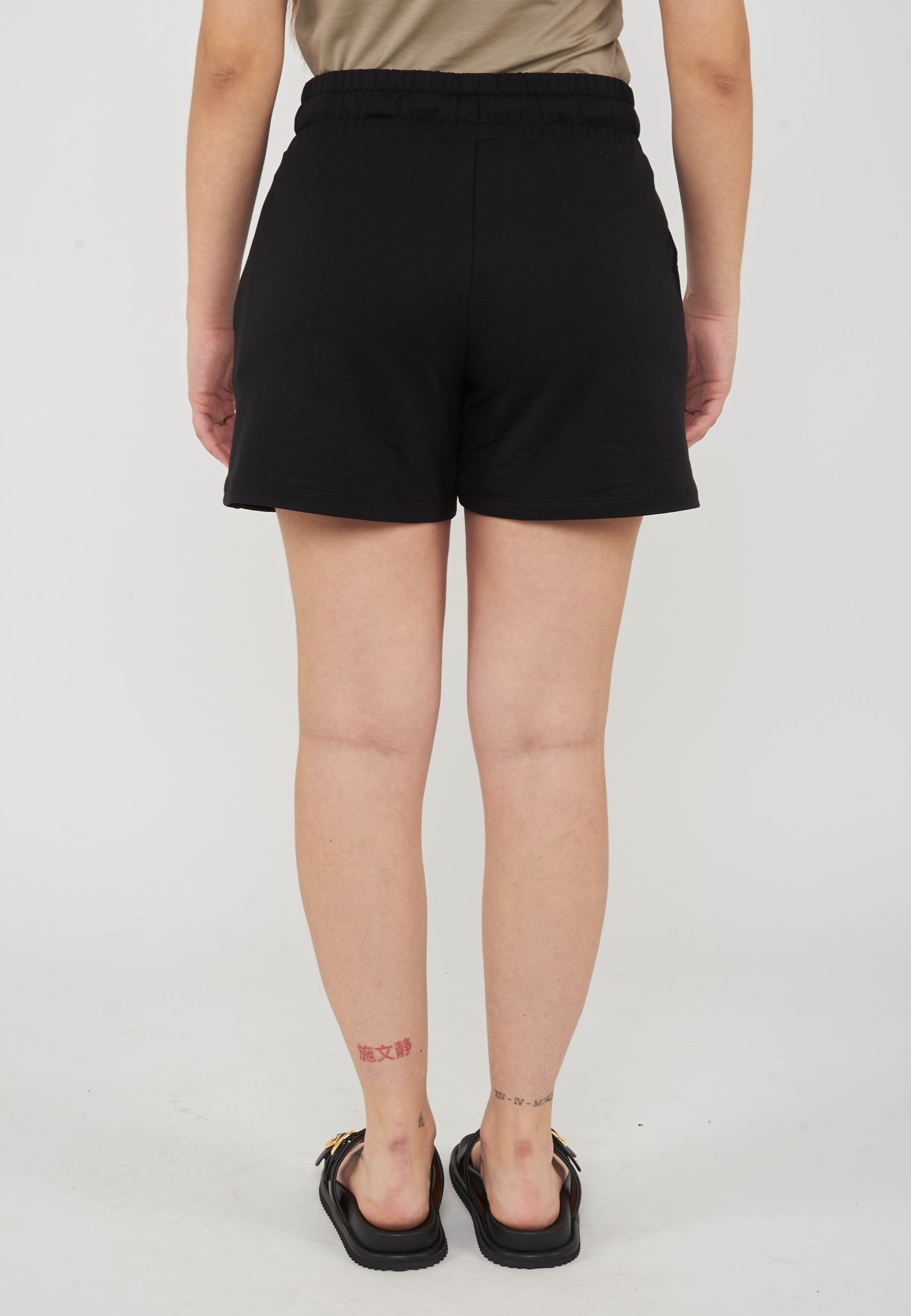 Shorts elasticizzati in misto viscosa con borchie Evolution Black 