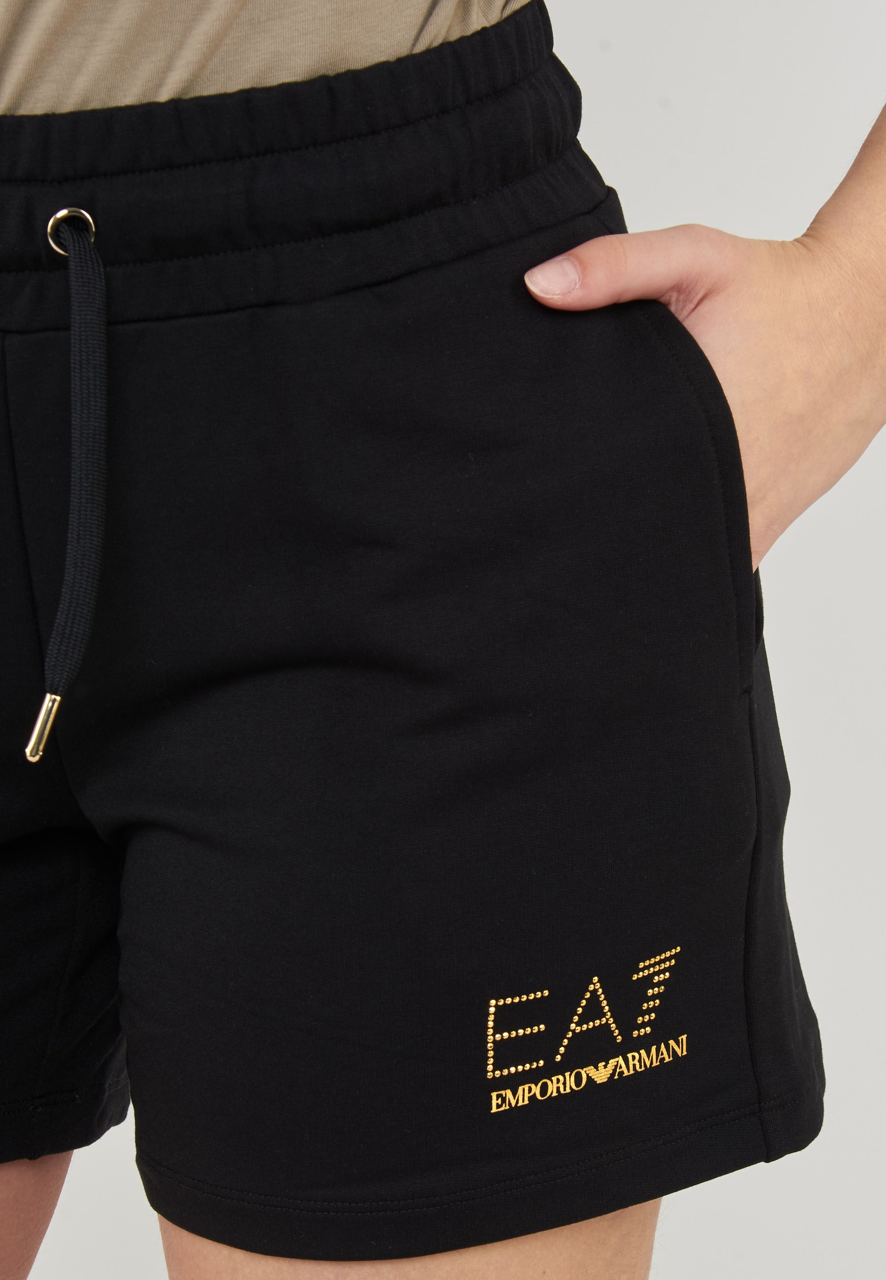 Shorts elasticizzati in misto viscosa con borchie Evolution Black 