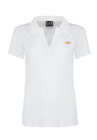T-shirt scollo polo in jersey di viscosa stretch White 