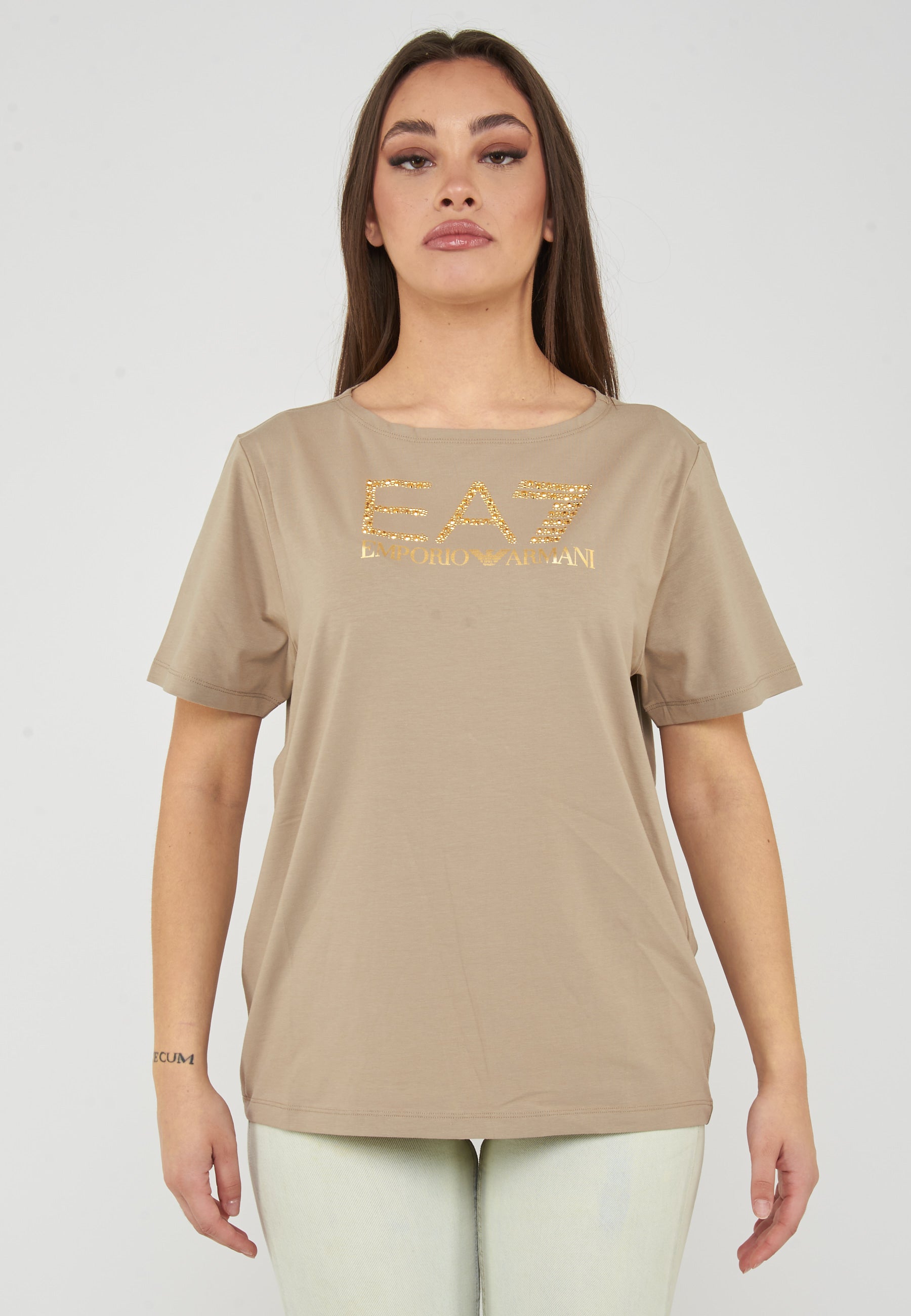 T-shirt Logo Series in jersey di cotone stretch Aluminium 
