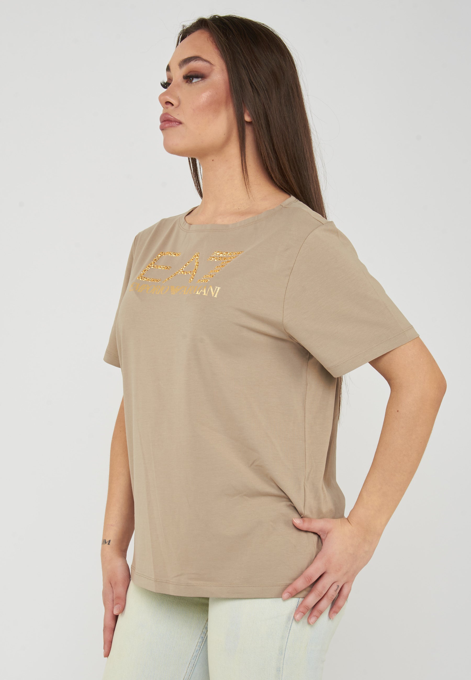 T-shirt Logo Series in jersey di cotone stretch Aluminium 