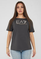 T-shirt Logo Series in jersey di cotone stretch Gray Pinstripe 