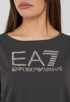 T-shirt Logo Series in jersey di cotone stretch Gray Pinstripe 