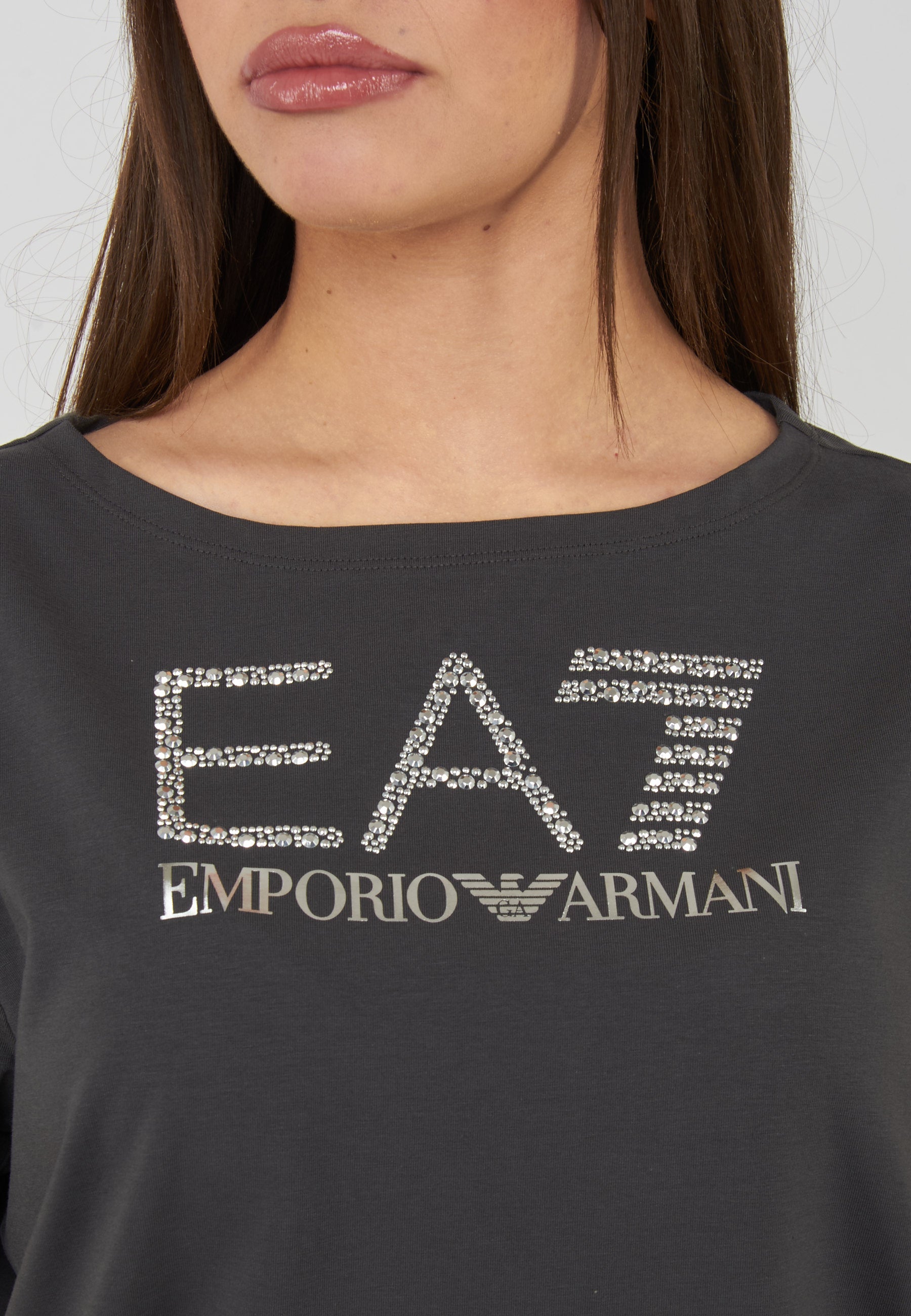 T-shirt Logo Series in jersey di cotone stretch Gray Pinstripe 
