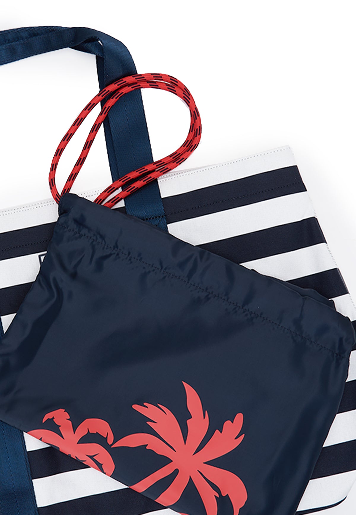 Borsa shopper in cotone a righe Blue 