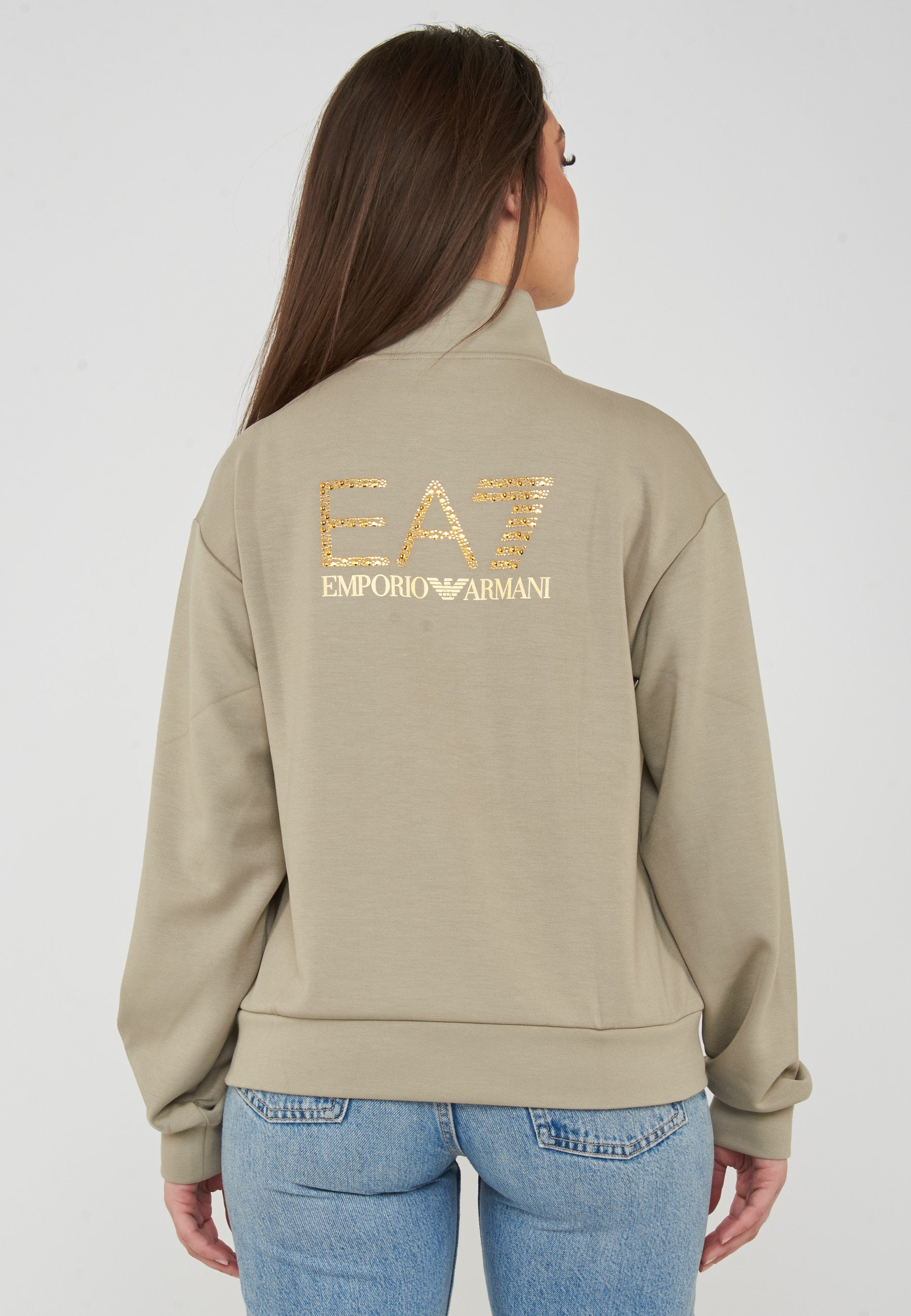 Felpa regular fit con chiusura a zip intera alluminium 