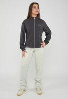 Felpa regular fit con chiusura a zip intera gray pinstripe 