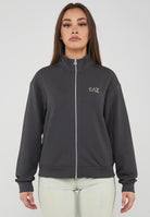 Felpa regular fit con chiusura a zip intera gray pinstripe 