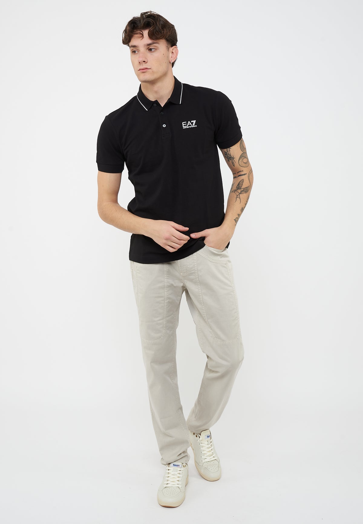 Polo Core Identity in piquet di cotone stretch Black 