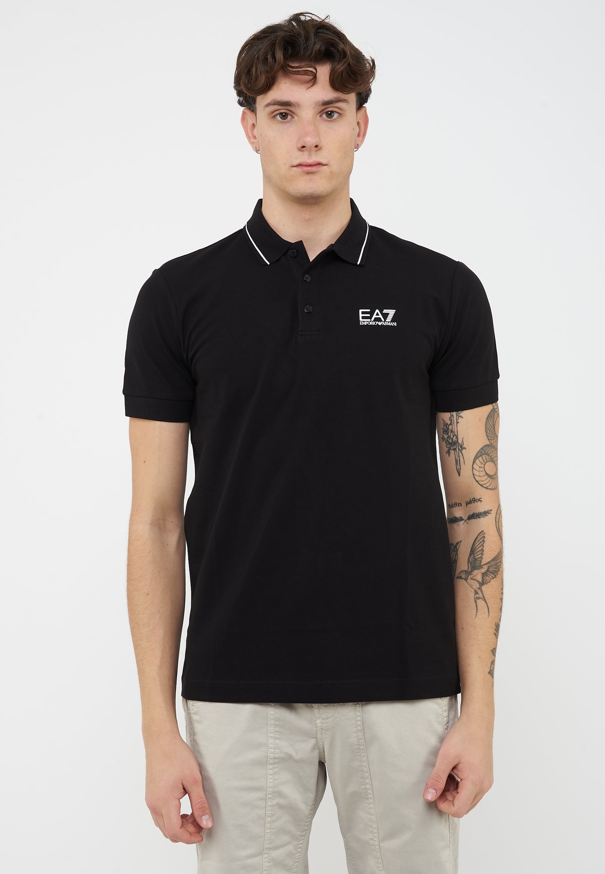 Polo Core Identity in piquet di cotone stretch Black 
