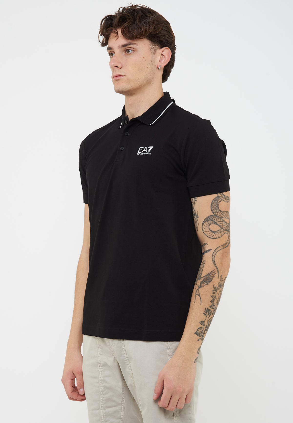 Polo Core Identity in piquet di cotone stretch Black 