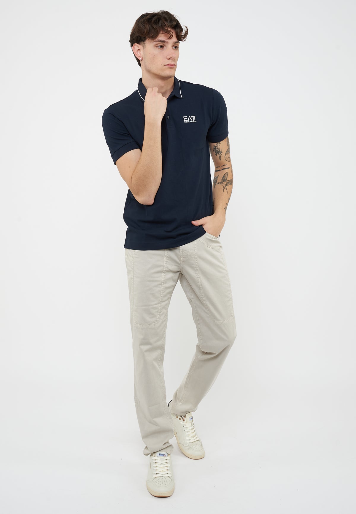 Polo Core Identity in piquet di cotone stretch Blue 